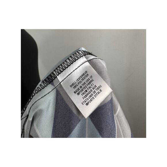 MILLY Geometric Shirt Dress Cube Collared Tie Back 3/4 Sleeve Button-Up Large L - Picture 6 of 7